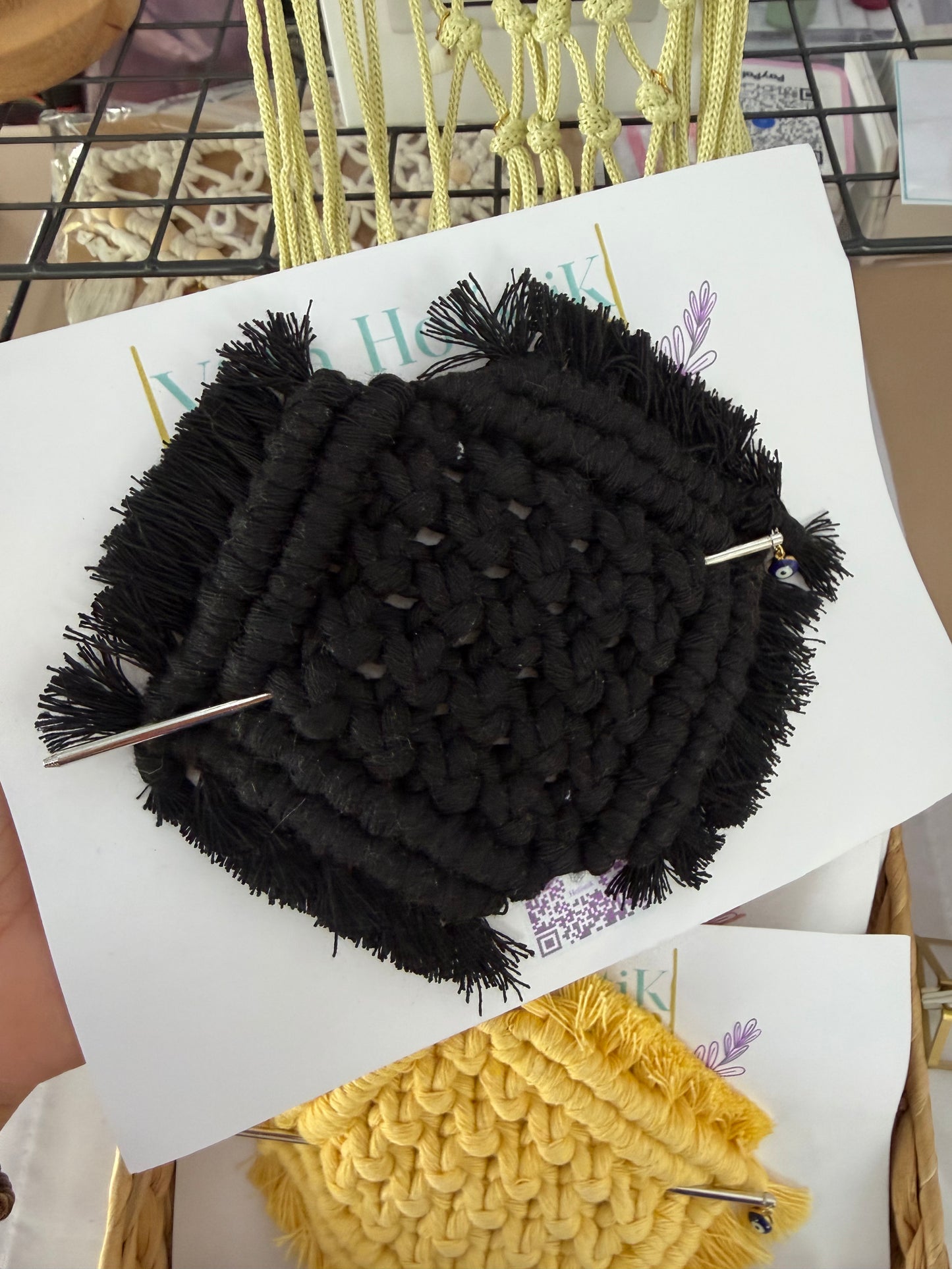 Hebillas boho para cabello en Macramé_Negra