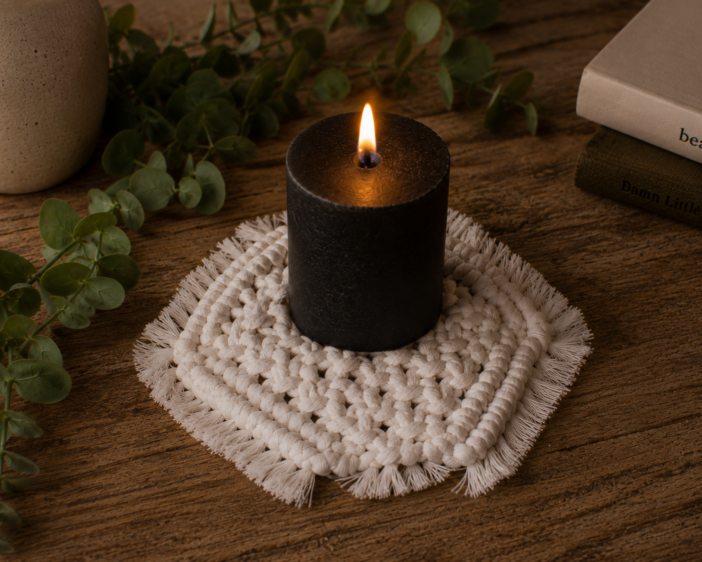 Hebillas boho para cabello en Macramé_Blanca