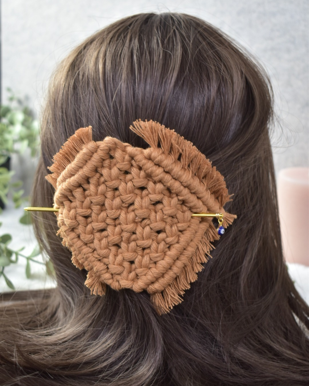 Hebillas boho para cabello Vintage en Macramé