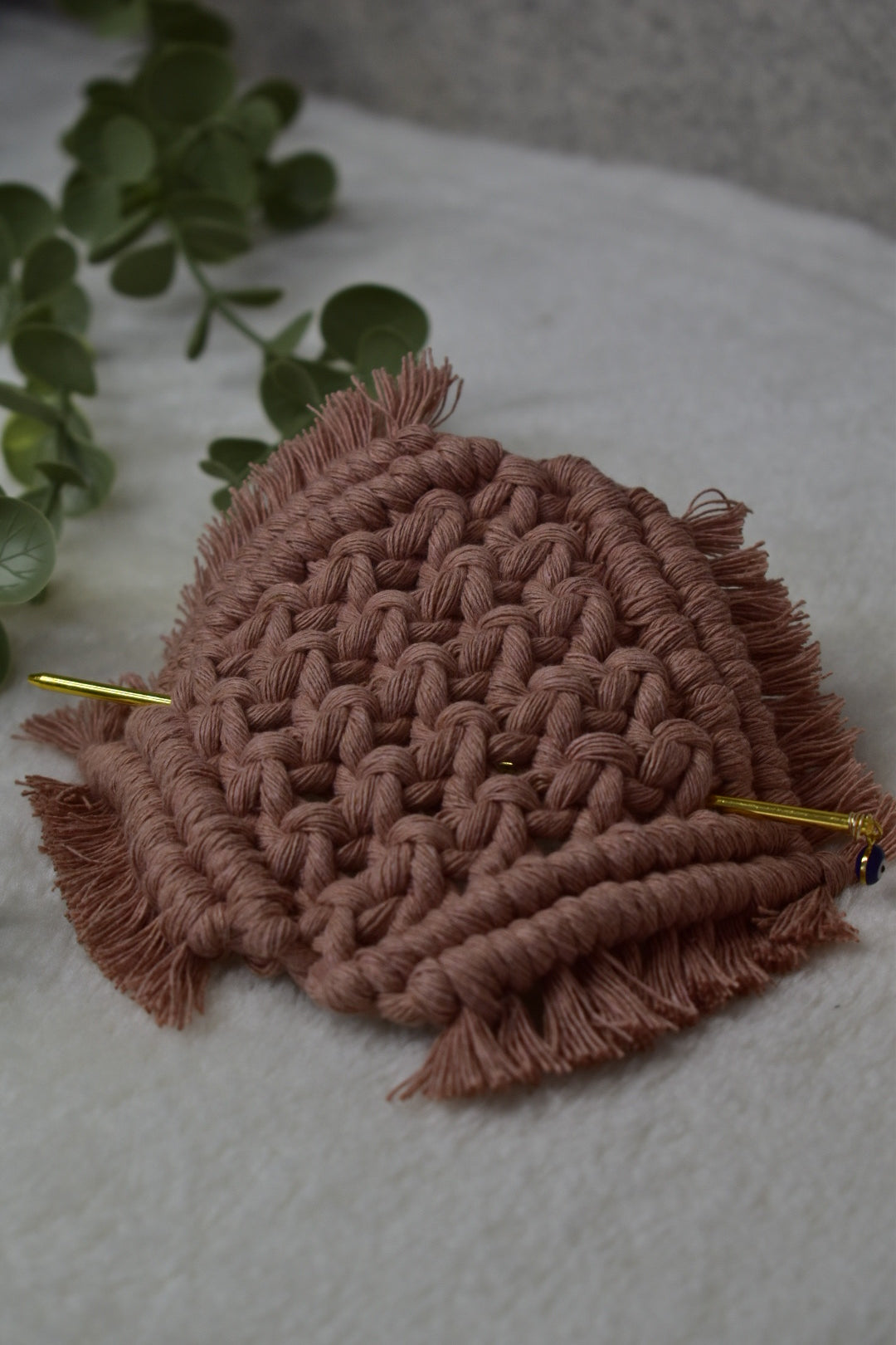 Hebillas boho para cabello en Macramé_Rosa Viejo